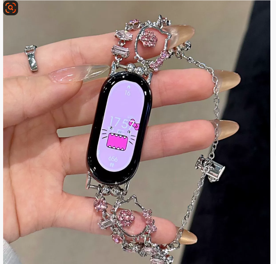 Подходит для Xiaomi Band 1098 Нишевый роскошный браслет KT Cat Sparkling Diamond Openwork Metal Bracelet Replacement Strap Пока нет оценок