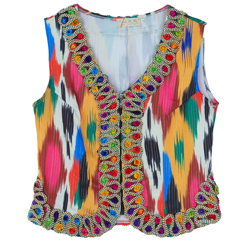 Костюм для танца Синьцзян: Этнический короткий жилет Эдлес, уйгурский квадратный танец, жилет с зауженной талией