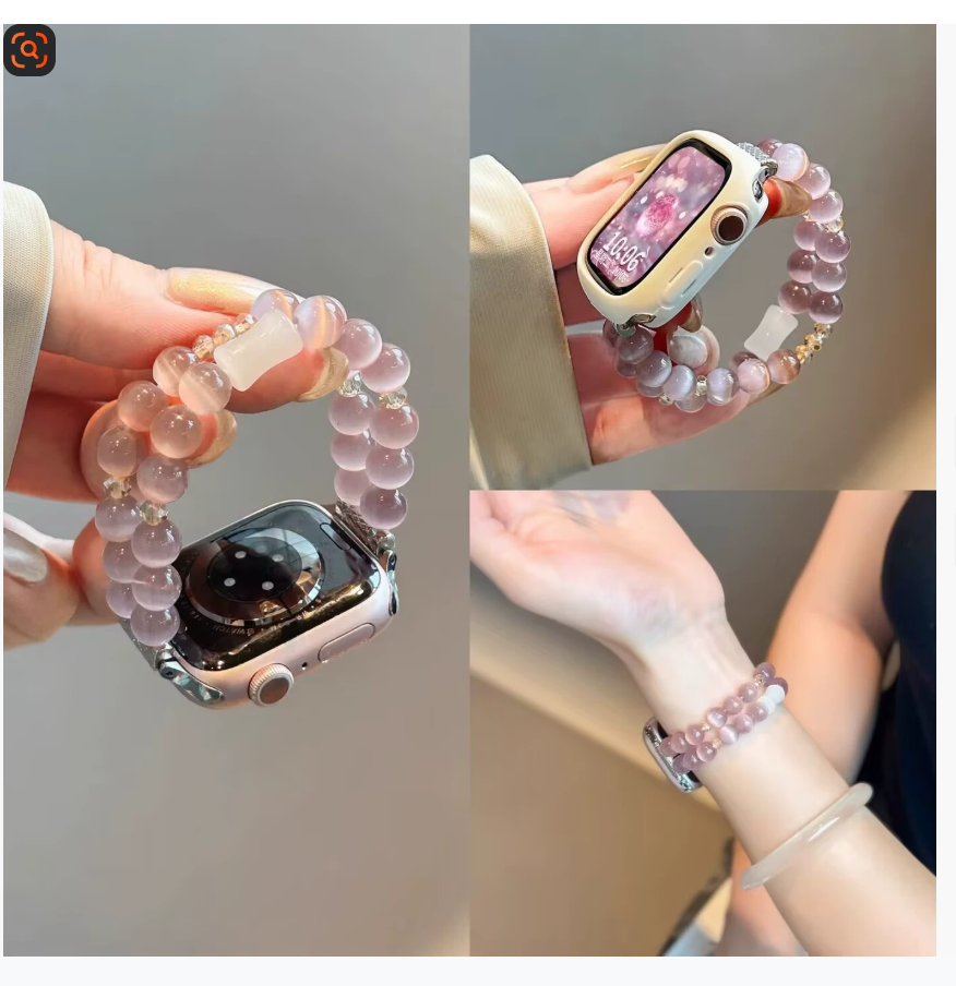 Сочный ремешок с камнем «кошачий глаз» для iWatch Apple Watch S10 Crystal S9