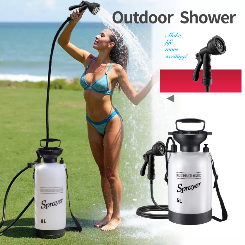 Cargill 5-литровый портативный душ для кемпинга на открытом воздухе - комплект для ополаскивания после серфинга - пляжный душ с насосом - ручной воздушный насос