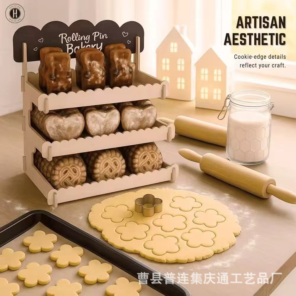 Деревянная кухонная полка для специй для домашнего использования Полка для хранения закусок и печенья Минималистичная многоярусная полка для хранения хлеба