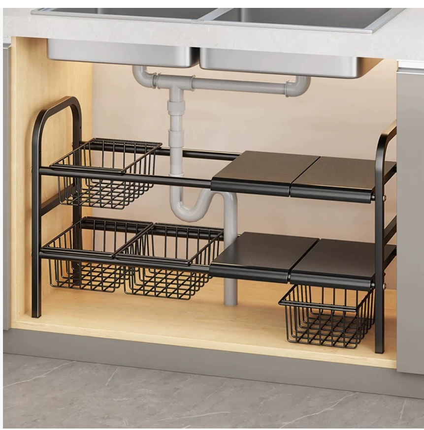 Стойка для хранения кухонной раковины Многоярусная стеллажная система Многофункциональная выдвижная стойка для хранения бытовых раковин