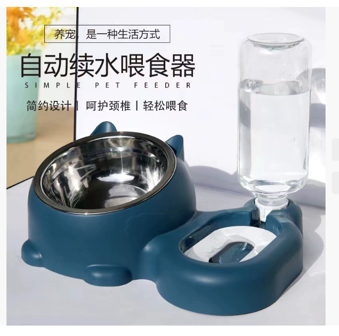 Миска для кошек и собак Комбинированная миска для кошек и миска для воды Автоматическая миска для кормления кошек Миска из нержавеющей стали Товары для домашних животных