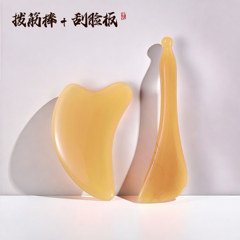 Точки акупрессуры в форме сердца для стимуляции меридианов всего тела и лица Уход за красотой с помощью палочки для растяжения сухожилий Массажная доска из смолы гуа ша