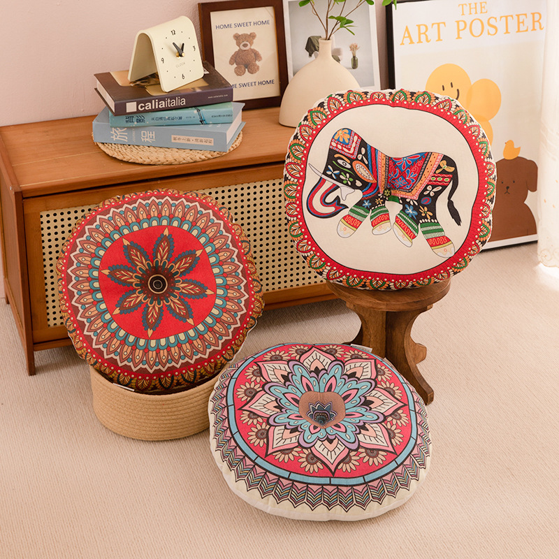 Подушка в этническом стиле Круглая подушка-табурет Подушка для медитации Подушка для домашнего татами Мягкая толстая подушка