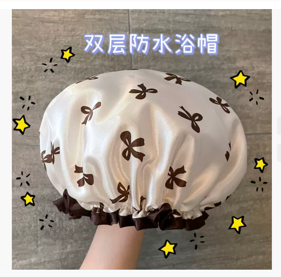 Двухслойная водонепроницаемая шапочка для душа - новая модель шапочки для купания для женщин, защищающая от косметики, кухонного жира и пыли. Утолщенная шапочка для головы для взрослых.