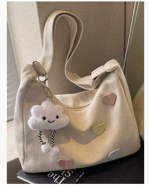 Женская холщовая сумка 2026 Новинка: модная осенне-зимняя минималистичная универсальная сумка через плечо большой вместимости для повседневного использования и поездок на работу.