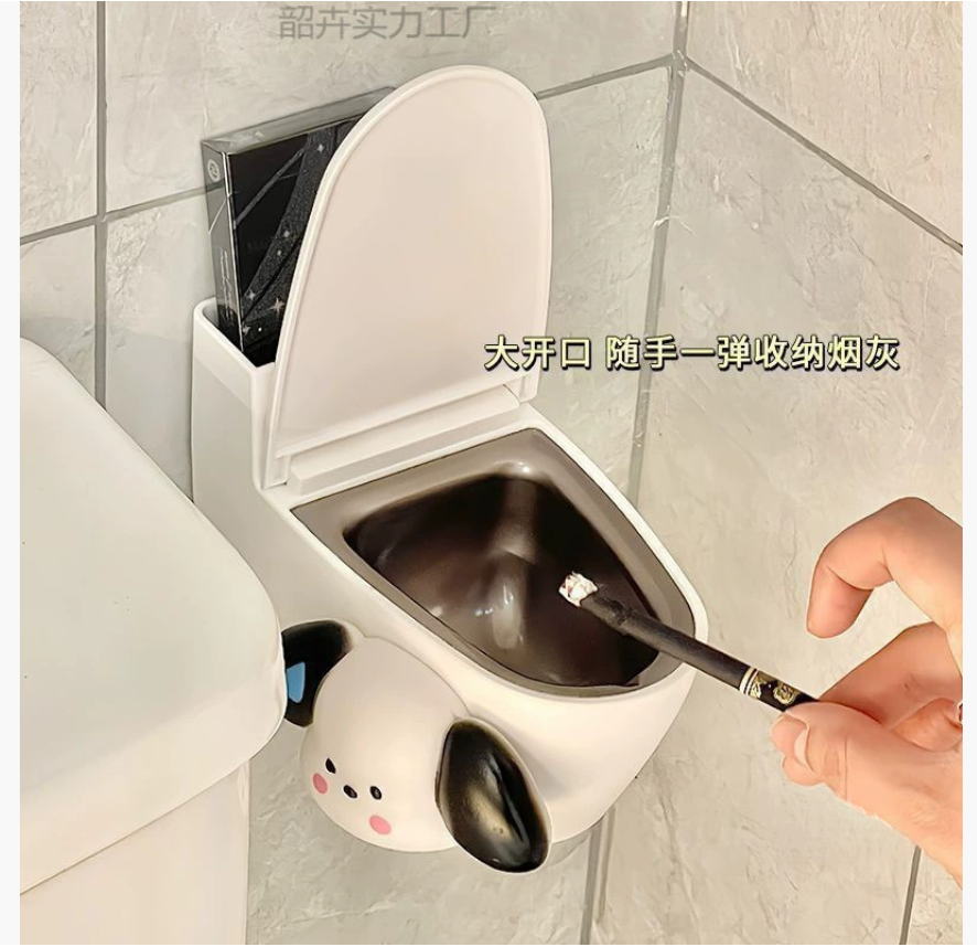 Креативная настенная пепельница для туалета для домашнего использования Персонализированная милая пепельница для туалета с защитой от брызг для ванной комнаты и гостиной с крышкой