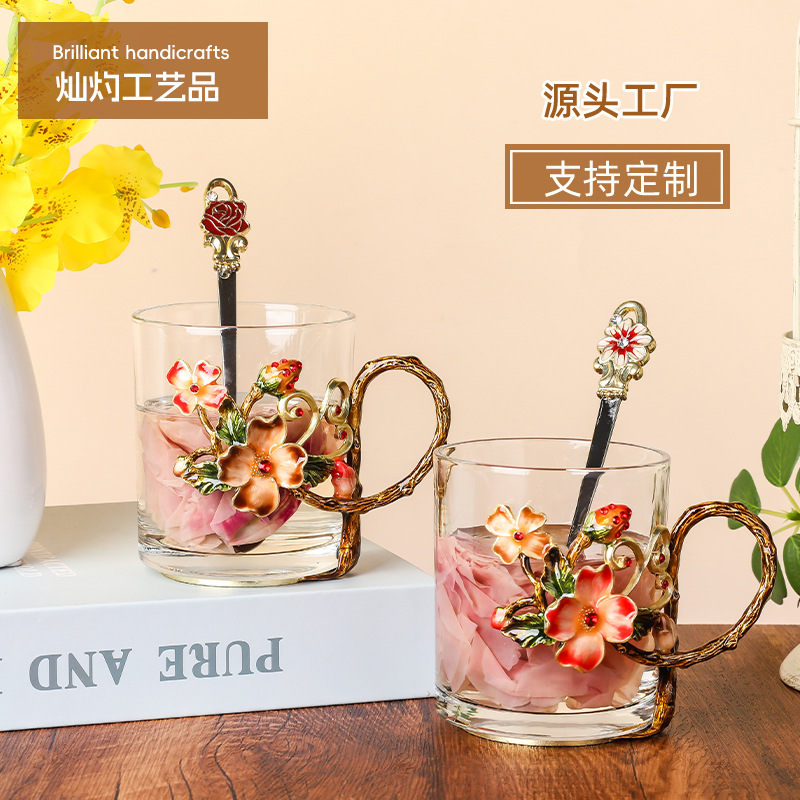 Новые бокалы для шампанского с эмалевой глазурью Креативные кружки с ручной росписью в виде айвы Высокомодные бокалы для вина Термостойкие ручки премиум-класса