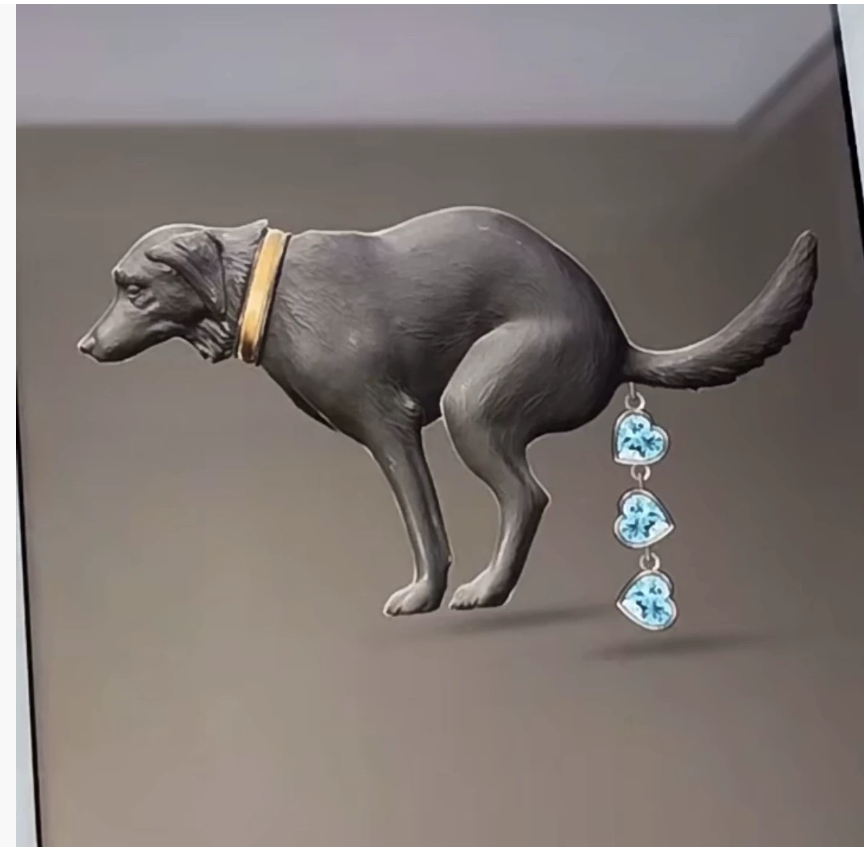 Трансграничная европейская и американская необычная брошь в виде собаки, делающей свои дела, в форме сердца, украшенная бриллиантами