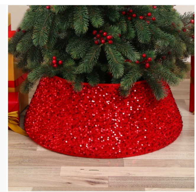 Трансграничные новые украшения для елочных юбок с пайетками Оптовая продажа круглых, квадратных, шестиугольных и двенадцатиугольных юбок для елок