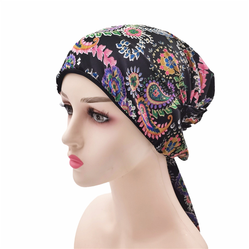 Новый импортный стиль: европейский платок с цветочным принтом и передней панелью однотонного цвета, модный шифоновый платок с длинным хвостом. В наличии.