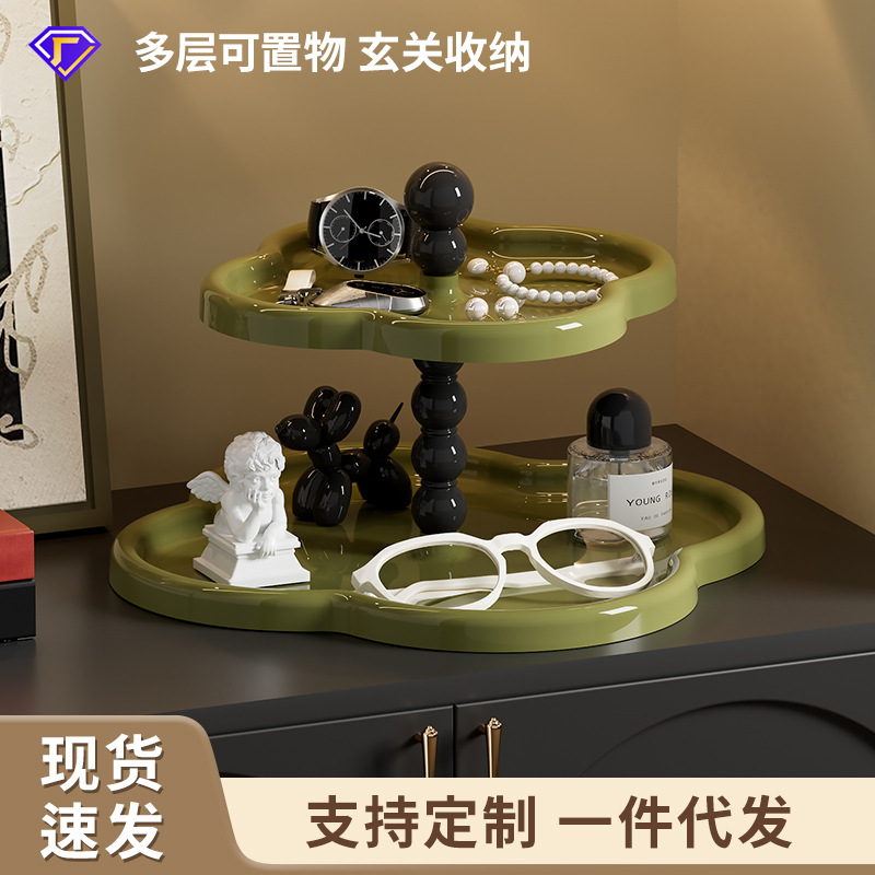 Прихожая Ключница Гостиная Свет Роскошный Цветочный Минималистский Декор для дома Украшение Пластиковый ящик для хранения Многоярусная полка