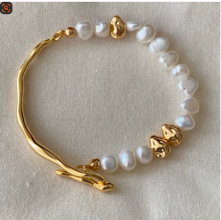 Браслет Denise Fashion Baroque Pearl с застежкой OT Браслет с естественным плавным дизайном Элегантный и изящный