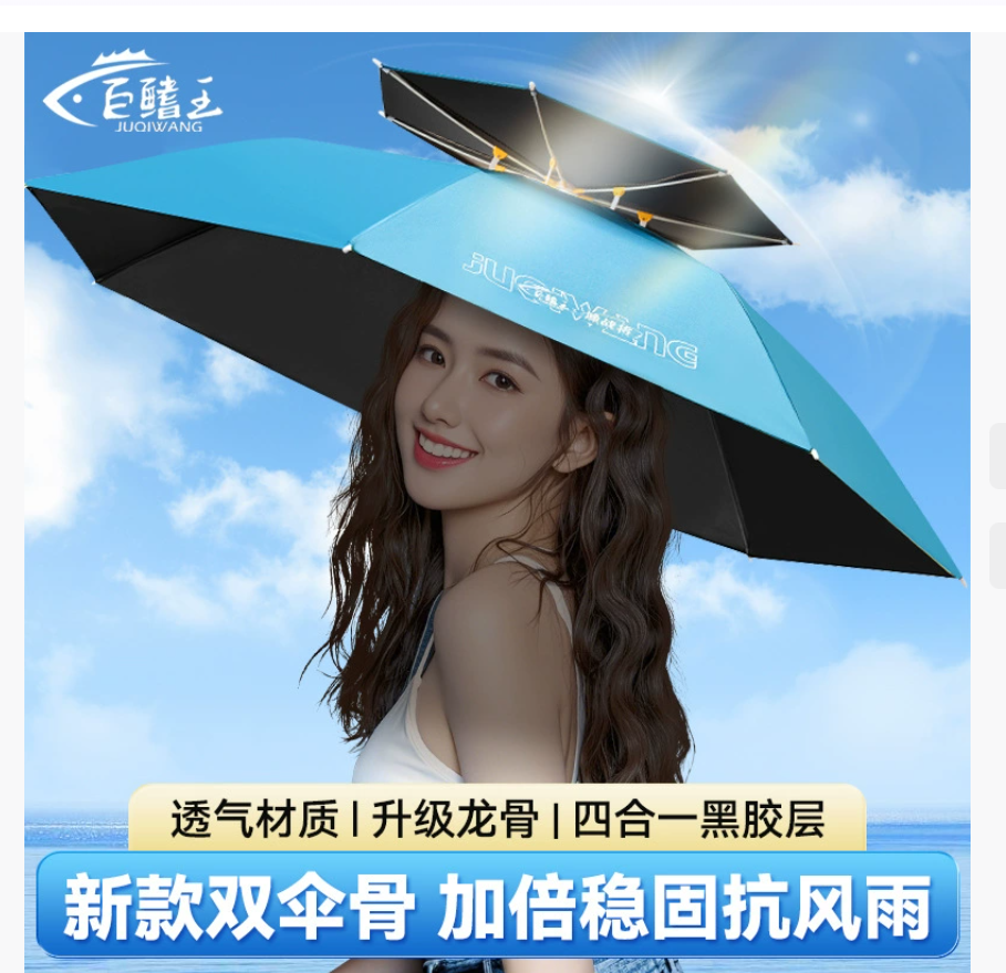 Зонтичная шляпа Портативная рыбацкая шляпа Двухслойная защита от солнца Складная зонтичная шляпа Шляпа для солнца на открытом воздухе