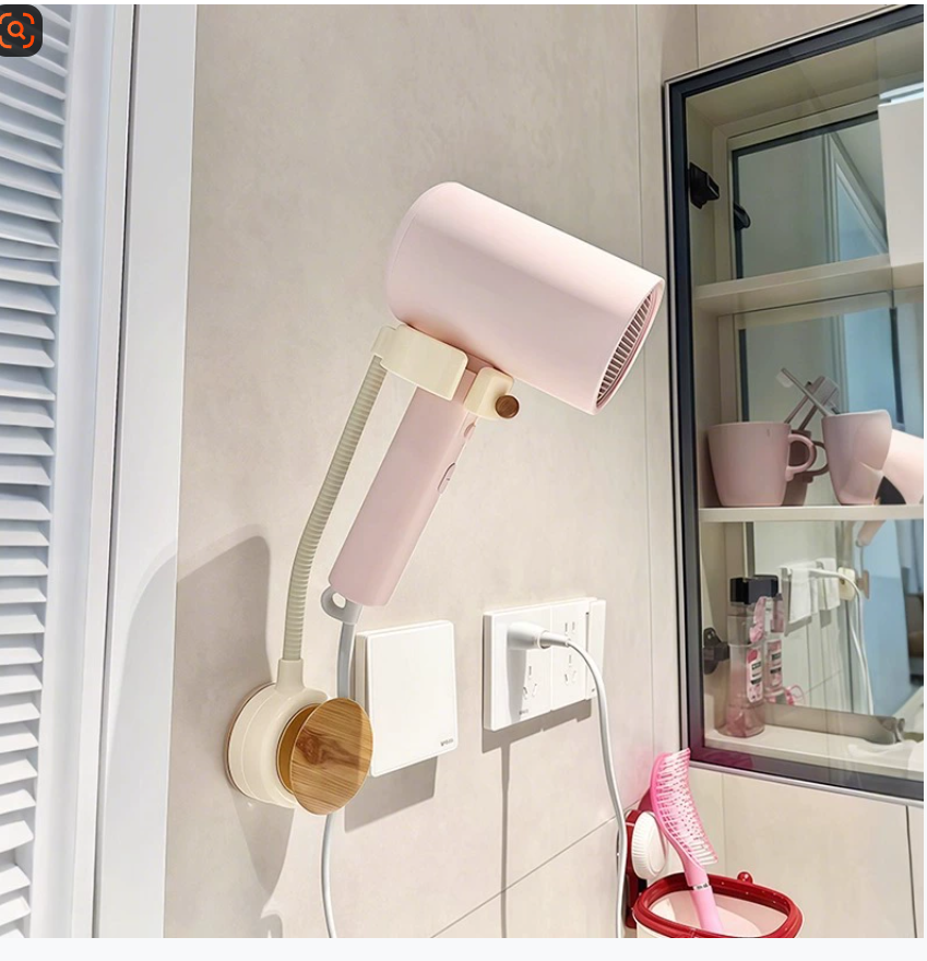 Держатель для фена с функцией «свободные руки» Органайзер для шнуров Полка для ванной без сверления Настенная полка для хранения