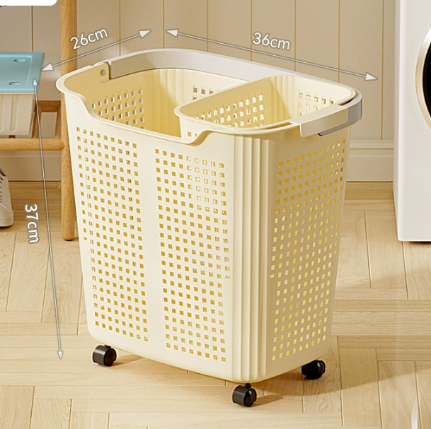 Корзина для белья для домашнего использования Корзина для белья большой вместимости для ванной комнаты Корзина для белья на колесах для грязной одежды Контейнер для хранения различных предметов в ванной комнате